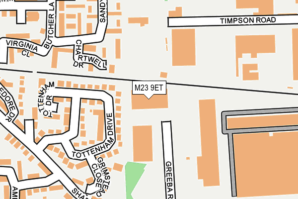 M23 9ET map - OS OpenMap – Local (Ordnance Survey)