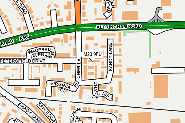 M23 9FU map - OS OpenMap – Local (Ordnance Survey)