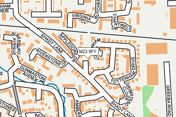 M23 9FY map - OS OpenMap – Local (Ordnance Survey)