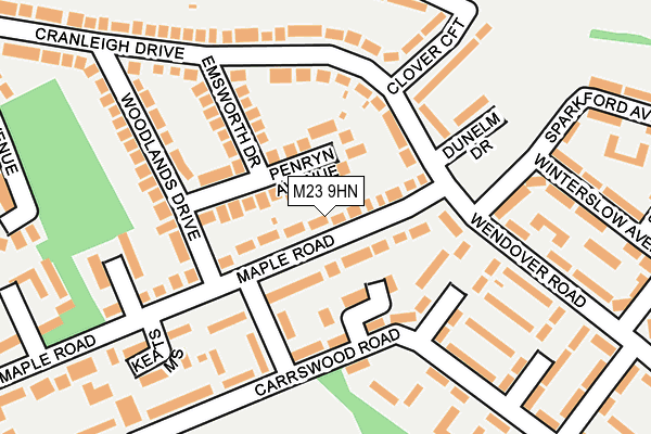 M23 9HN map - OS OpenMap – Local (Ordnance Survey)