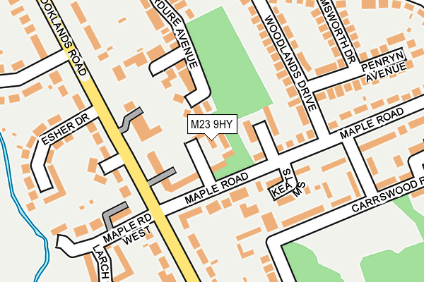 M23 9HY map - OS OpenMap – Local (Ordnance Survey)