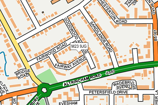 M23 9JG map - OS OpenMap – Local (Ordnance Survey)