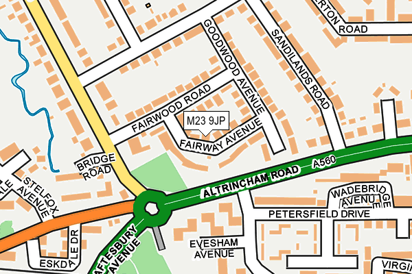 M23 9JP map - OS OpenMap – Local (Ordnance Survey)