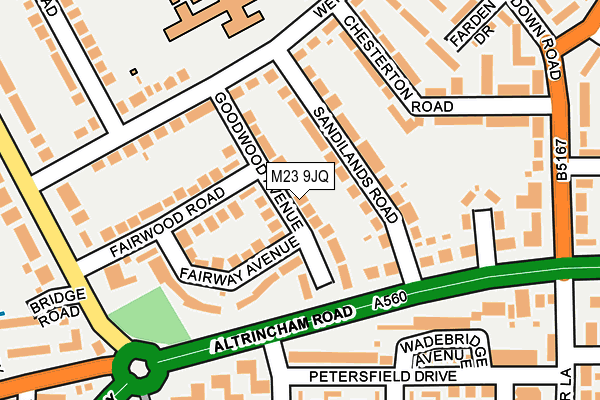 M23 9JQ map - OS OpenMap – Local (Ordnance Survey)