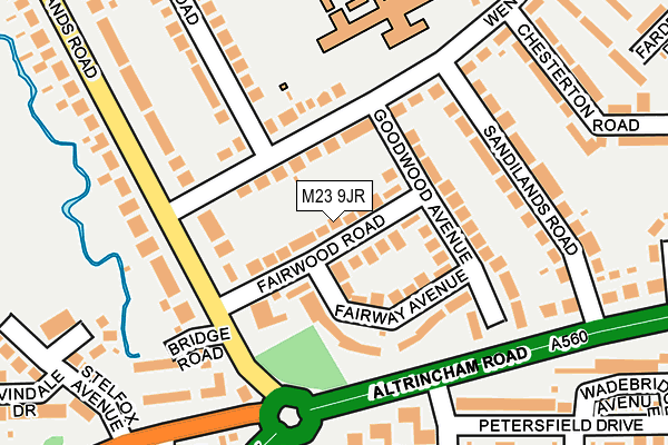 M23 9JR map - OS OpenMap – Local (Ordnance Survey)