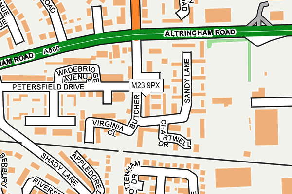 M23 9PX map - OS OpenMap – Local (Ordnance Survey)