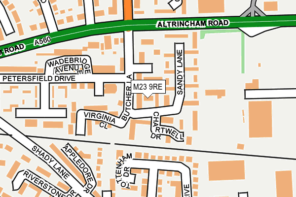 M23 9RE map - OS OpenMap – Local (Ordnance Survey)