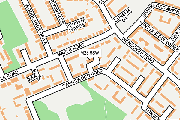 M23 9SW map - OS OpenMap – Local (Ordnance Survey)