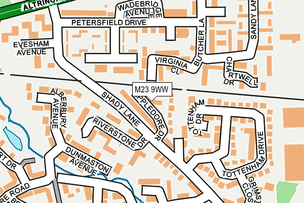 M23 9WW map - OS OpenMap – Local (Ordnance Survey)