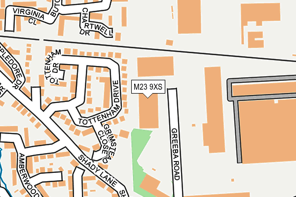 M23 9XS map - OS OpenMap – Local (Ordnance Survey)