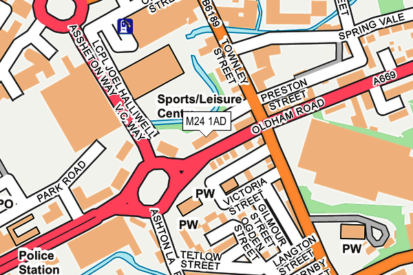 M24 1AD map - OS OpenMap – Local (Ordnance Survey)