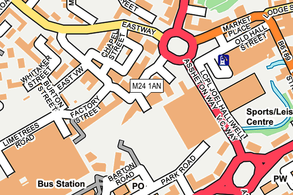 M24 1AN map - OS OpenMap – Local (Ordnance Survey)