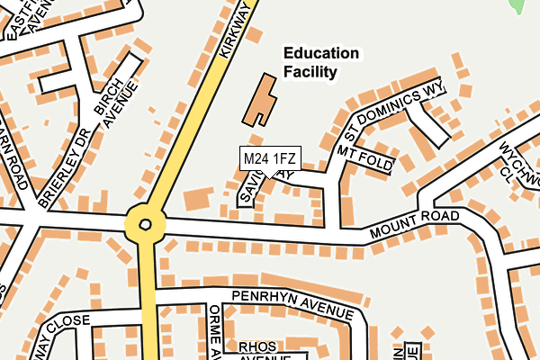 M24 1FZ map - OS OpenMap – Local (Ordnance Survey)