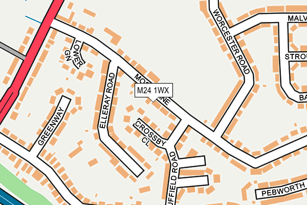 M24 1WX map - OS OpenMap – Local (Ordnance Survey)