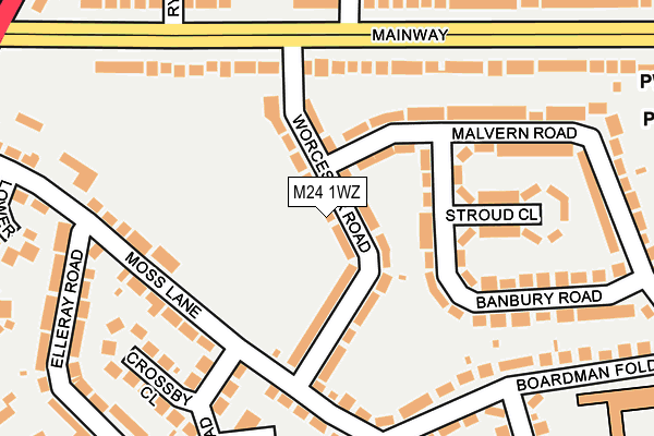 M24 1WZ map - OS OpenMap – Local (Ordnance Survey)