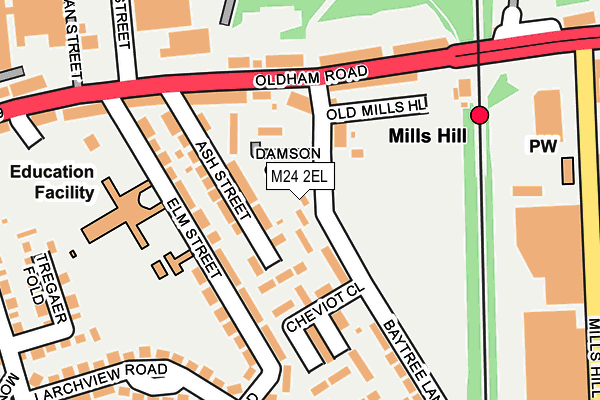 M24 2EL map - OS OpenMap – Local (Ordnance Survey)