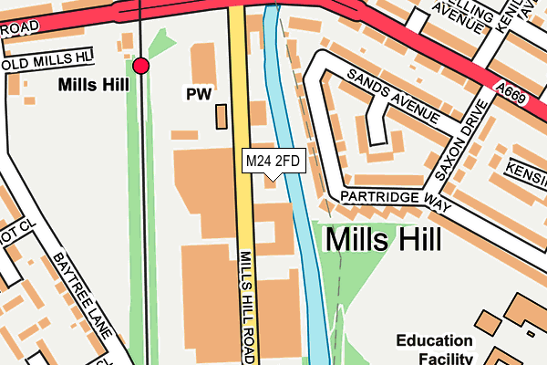 M24 2FD map - OS OpenMap – Local (Ordnance Survey)