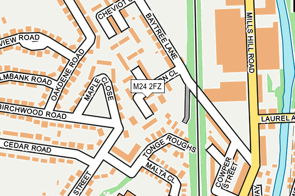 M24 2FZ map - OS OpenMap – Local (Ordnance Survey)