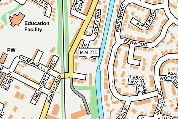 M24 2TD map - OS OpenMap – Local (Ordnance Survey)