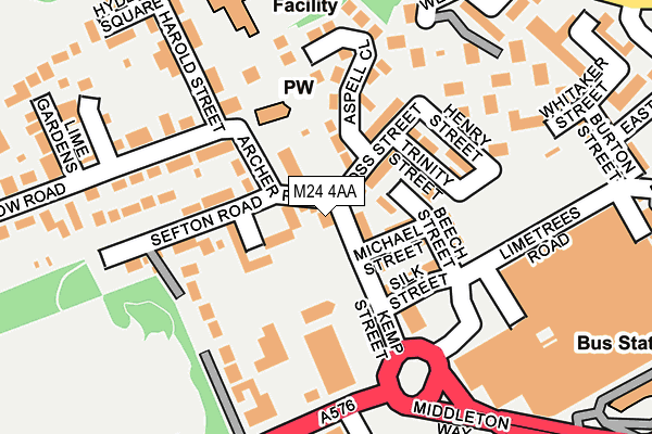 M24 4AA map - OS OpenMap – Local (Ordnance Survey)