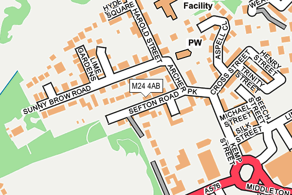 M24 4AB map - OS OpenMap – Local (Ordnance Survey)