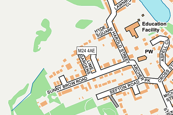 M24 4AE map - OS OpenMap – Local (Ordnance Survey)