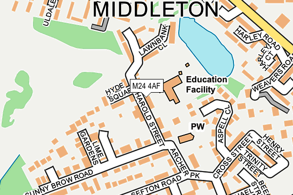 M24 4AF map - OS OpenMap – Local (Ordnance Survey)