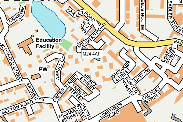 M24 4AT map - OS OpenMap – Local (Ordnance Survey)