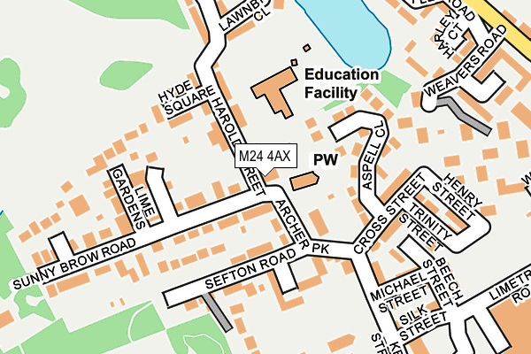 M24 4AX map - OS OpenMap – Local (Ordnance Survey)