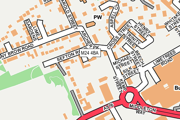 M24 4BA map - OS OpenMap – Local (Ordnance Survey)