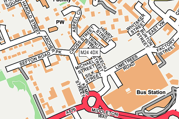 M24 4DX map - OS OpenMap – Local (Ordnance Survey)