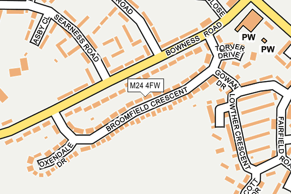 M24 4FW map - OS OpenMap – Local (Ordnance Survey)
