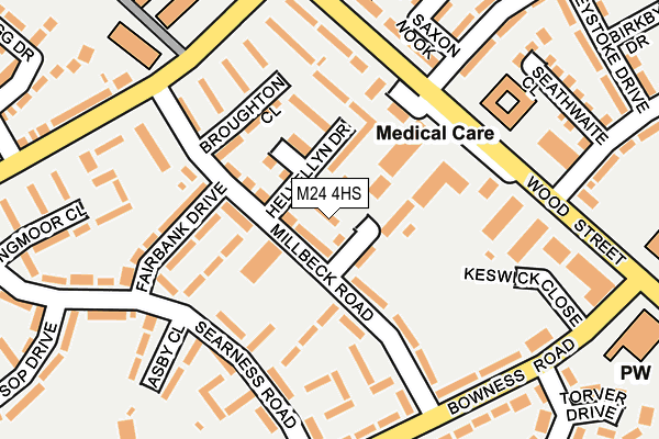 M24 4HS map - OS OpenMap – Local (Ordnance Survey)