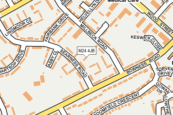 M24 4JB map - OS OpenMap – Local (Ordnance Survey)
