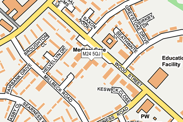 M24 5QJ map - OS OpenMap – Local (Ordnance Survey)