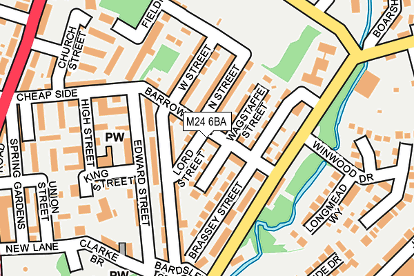 M24 6BA map - OS OpenMap – Local (Ordnance Survey)