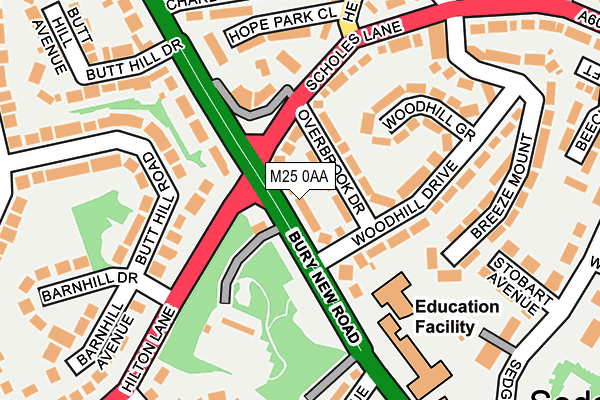 M25 0AA map - OS OpenMap – Local (Ordnance Survey)