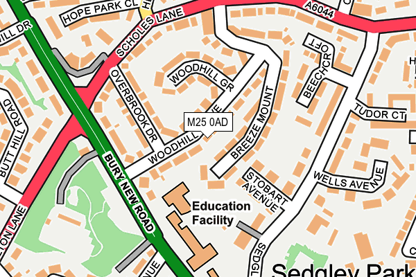 M25 0AD map - OS OpenMap – Local (Ordnance Survey)