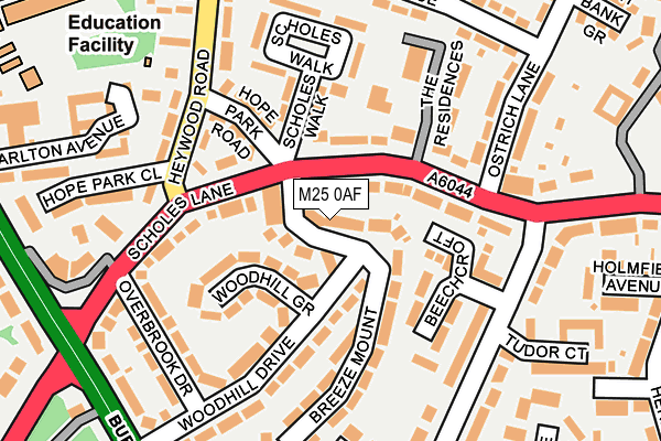 M25 0AF map - OS OpenMap – Local (Ordnance Survey)