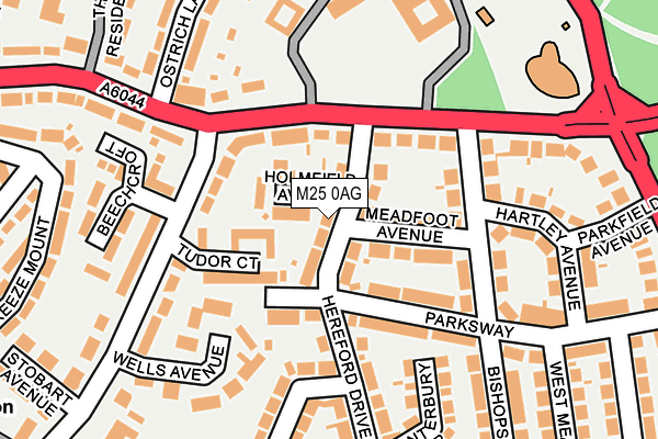 M25 0AG map - OS OpenMap – Local (Ordnance Survey)