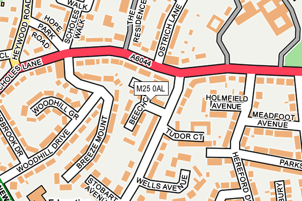 M25 0AL map - OS OpenMap – Local (Ordnance Survey)