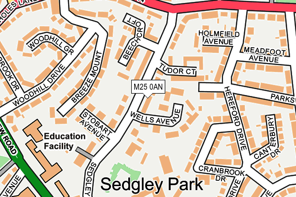 M25 0AN map - OS OpenMap – Local (Ordnance Survey)