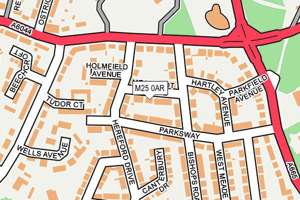 M25 0AR map - OS OpenMap – Local (Ordnance Survey)