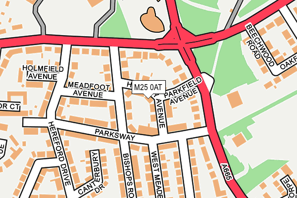 M25 0AT map - OS OpenMap – Local (Ordnance Survey)