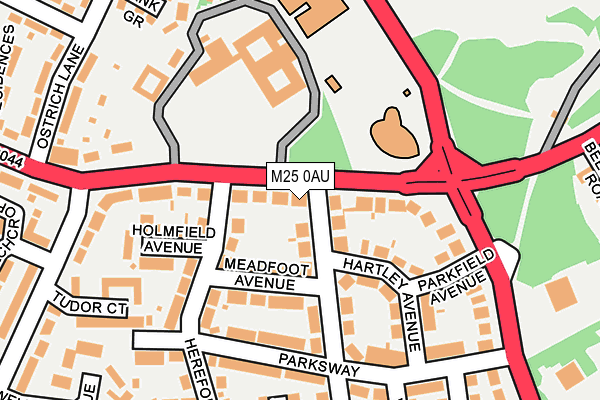 M25 0AU map - OS OpenMap – Local (Ordnance Survey)