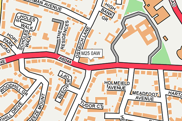 M25 0AW map - OS OpenMap – Local (Ordnance Survey)