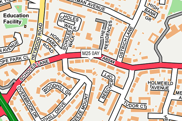 M25 0AY map - OS OpenMap – Local (Ordnance Survey)