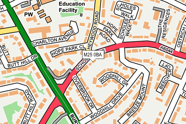 M25 0BA map - OS OpenMap – Local (Ordnance Survey)