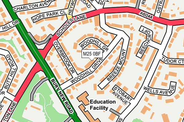 M25 0BF map - OS OpenMap – Local (Ordnance Survey)