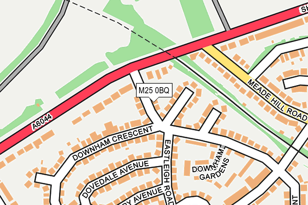 M25 0BQ map - OS OpenMap – Local (Ordnance Survey)